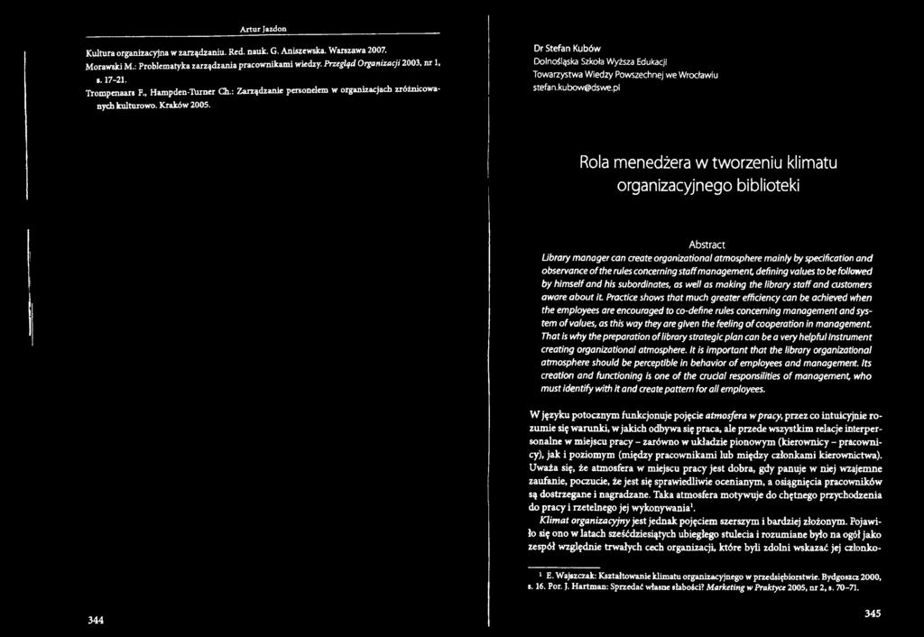 Dr Stefan Kubów Dolnośląska Szkoła Wyższa Edukacji Towarzystwa Wiedzy Powszechnej we Wrocławiu stefan.kubow@dswe.