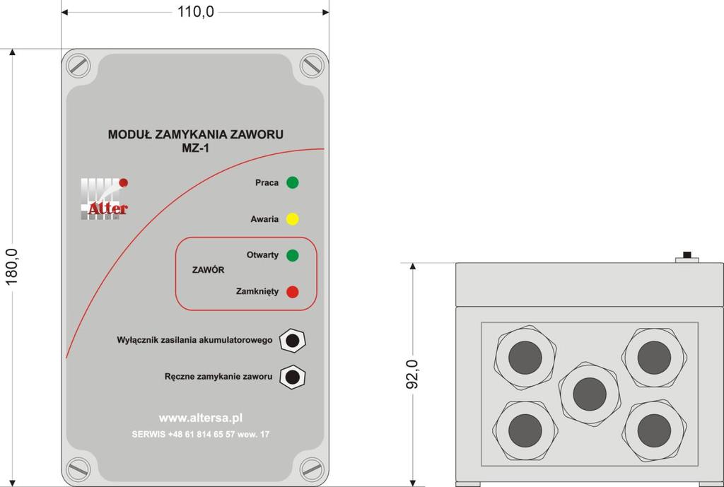 MODUŁ ZAMYKANIA ZAWORU MZ-1 Przeznaczenie i ogólna charakterystyka Przeznaczeniem modułu zamykania zaworu MZ-1 jest współpraca z urządzeniem wykonawczym, odcinającym dopływ gazu (elektrozawór