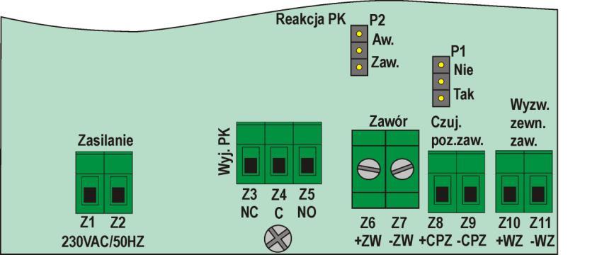 Zaciski modułu MZ-1 Rys.26. Widok zacisków modułu MZ-1 Tabela 16.