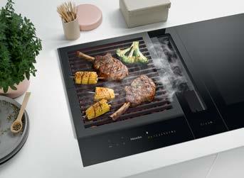 Podgrzewane indukcyjnie urządzenie Miele Teppan Yaki dysponuje dwoma oddzielnymi strefami grzejnymi: w ten sposób można jednocześnie przygotować kilka potraw o różnej