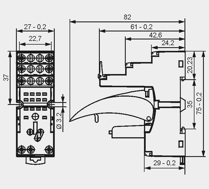 ..11 mm 95 x 31 x 42,5(80) mm ❷ Rysunki przedstawiają kolejność operacji przy wkładaniu przewodów do zacisku sprężynowego oraz zalecany śrubokręt do otwierania sprężyn klatkowych, zgodny z normą DIN
