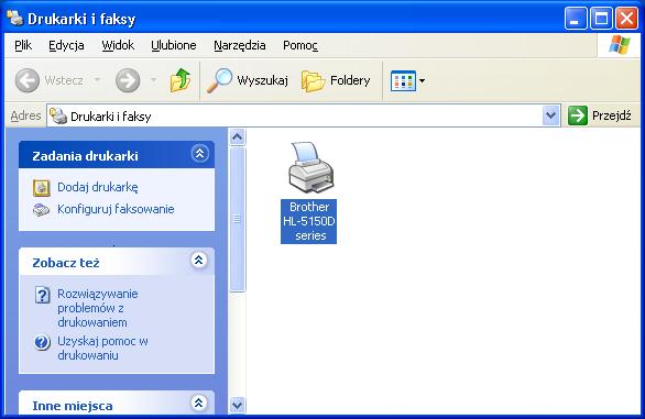 Konfiguracja drukarki 2 Wybierz ikonę odpowiedniej drukarki. Windows 7 Kliknij przycisk Zakończ (Finish).
