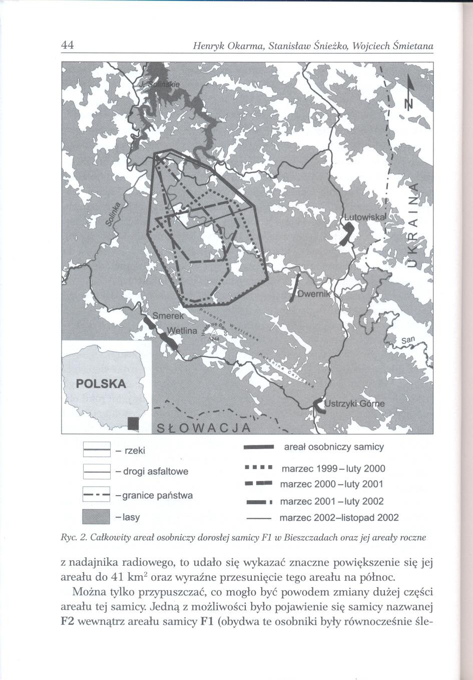 44 Henryk Okarma, Stanislaw Sniezko, Wojciech Smietana B-rzeki B-drogi B asfaltowe -granice panstwa _ -lasy - -- -.