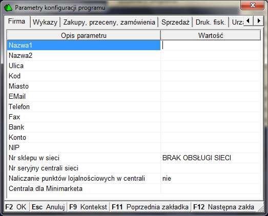 edycja". Zobaczymy 9 zakładek z których każda zawiera parametry dotyczące działania określonych modułów programu. Wybieramy pierwszą zakładkę "Firma" (Rys.3).