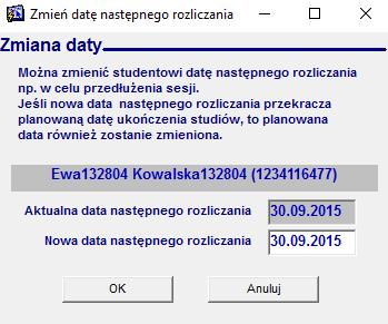 Rys. 13 Formularz Programy osób zmiana terminu kolejnego rozliczania Rozlicz rozliczenie danego etapu osoby (punkt 3.4.4).