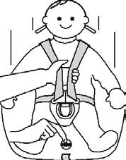4.3 Loosening the safety harness The straps can be loosened by pushing the lever (under the pad of the seat) at the front of the baby seat.