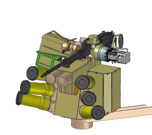 4 5 3 2 1 Rys. 3. Zdalnie sterowany moduł uzbrojenia ZSMU-762 A1 wyposaŝony w 7,62 mm karabin UKM-2000C Fot.1. ZSMU-762 A1 na pojeździe LOSOT 2.3. Zdalnie sterowany moduł uzbrojenia ZSMU-1276 A1 (rys.