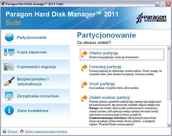 Pierwsze uruchomienie 13 Aby uruchomić Hard Disk Manager 11 w systemie Windows, kliknij przycisk Start, a następnie wybierz Programy > Paragon Hard Disk Manager 11 > Paragon Hard Disk Manager.