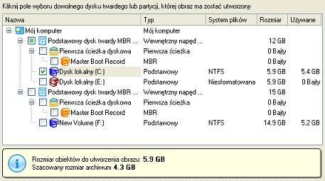 27 9. Na stronie podsumowania przejrzyj wszystkie parametry operacji i dokonaj ich modyfikacji, jeżeli jest to konieczne. Następnie kliknij przycisk Dalej, aby rozpocząć proces tworzenia obrazu.