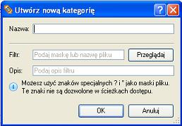 Dodaj krótki opis filtra. Kliknij przycisk Ok w celu uzyskania nowego elementu na liście filtrów.