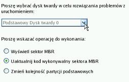 Z menu rozruchowego wybierz Tryb normalny w celu użycia środowiska przywracania Linux (preferowane) lub Tryb bezpieczny w celu użycia środowiska przywracania PTS DOS (w przypadku problemów z wersją