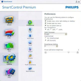 3. Optymalizacja obrazu Menu Options (Opcje) Okno Theft Deterrence (Odstraszanie złodziei) jest dostępne wyłącznie po wybraniu Theft Deterrence Mode (Tryb odstraszania złodziei) z rozwijanego menu