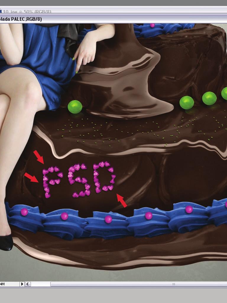 Photoshopowy tort urodzinowy 7 tortowe dodatki Nasz tort należałoby teraz ozdobić, żeby nie był taki smutny.