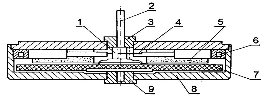 Mikrosilnik z wirnikiem tarczowym 1 - komutator, 2 - wałek, 3 - panewka, 4 -