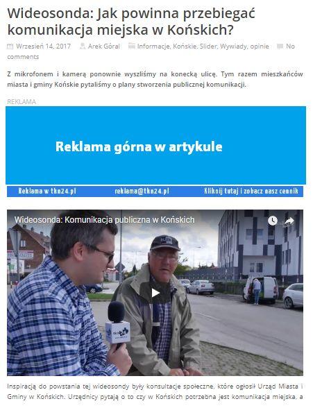 Reklama w artykule (górna i dolna) Baner z Państwa reklamą