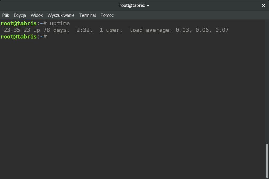 uptime - average load 1, 5, 15 minut,