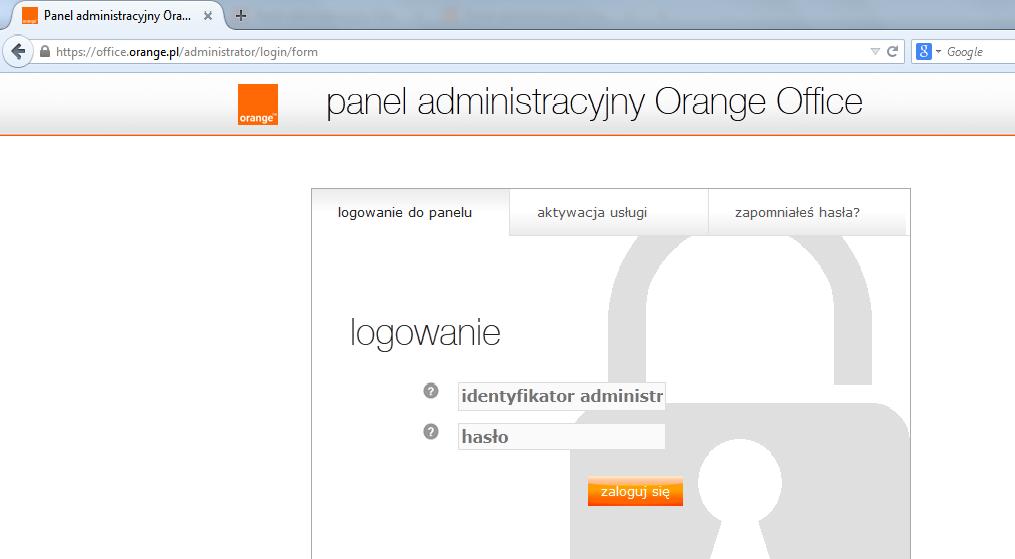 Orange Office (pakiety hostingowe) dostęp do zarządzania hostingiem uzyskuje się
