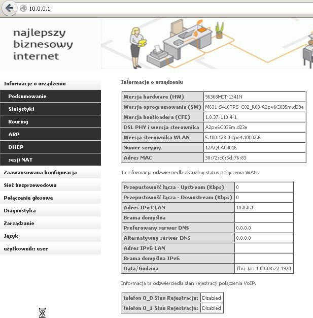 konfiguracja usługi i modemów modem