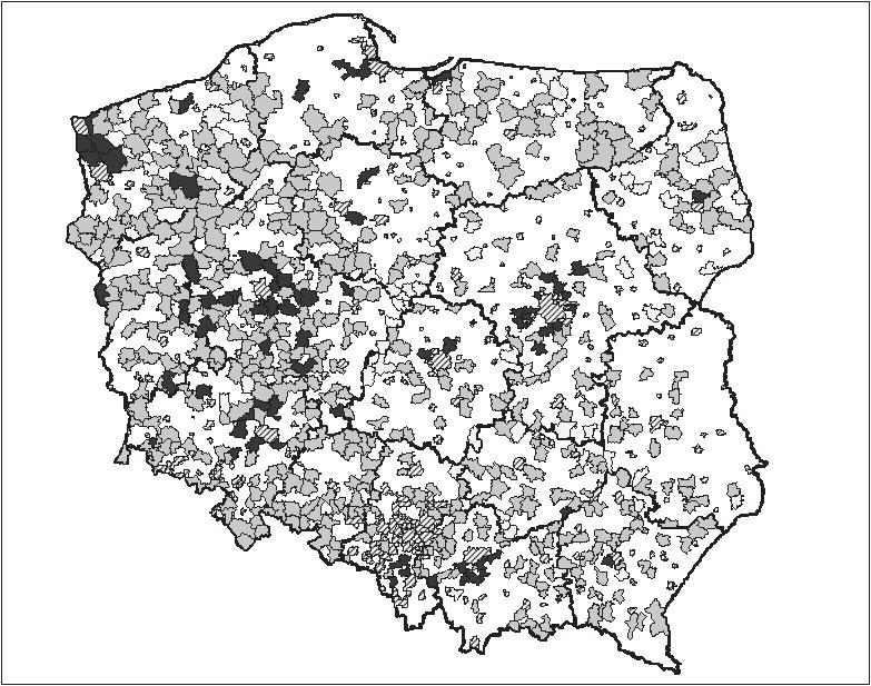 Klasyfikacja gmin miejsko-wiejskich w Polsce według poziomu rozwoju 467 Jak wynika z rys.