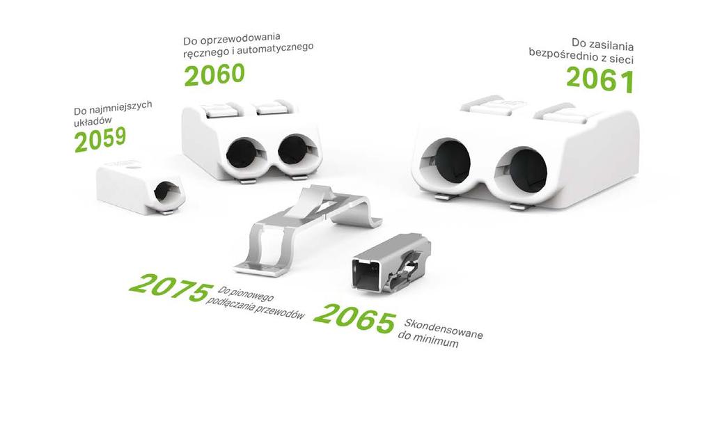 ZŁĄCZKI SMD DO PŁYTEK DRUKOWANYCH do modułów i zasilaczy LED Seria 2059 do najmniejszych układów do przewodów jednodrutowych 0,14 0,5 mm 2 * (AWG 26.