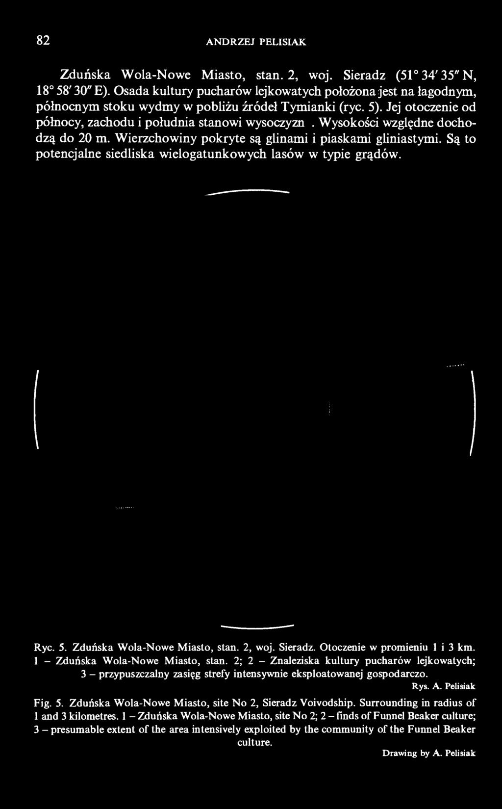 Wysokości względne dochodzą do 20 m. Wierzchowiny pokryte są glinami i piaskami gliniastymi. Są to potencjalne siedliska wielogatunkowych lasów w typie grądów. Ryc. 5. Zduńska Wola-Nowe Miasto, stan.