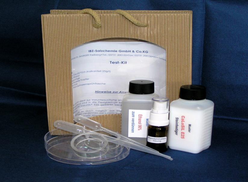Proponujemy Państwu próbki materiałów do testowania 100 ml CaLoSiL E25 (25g/l Ca(OH) 2 w etanolu 2 formy do