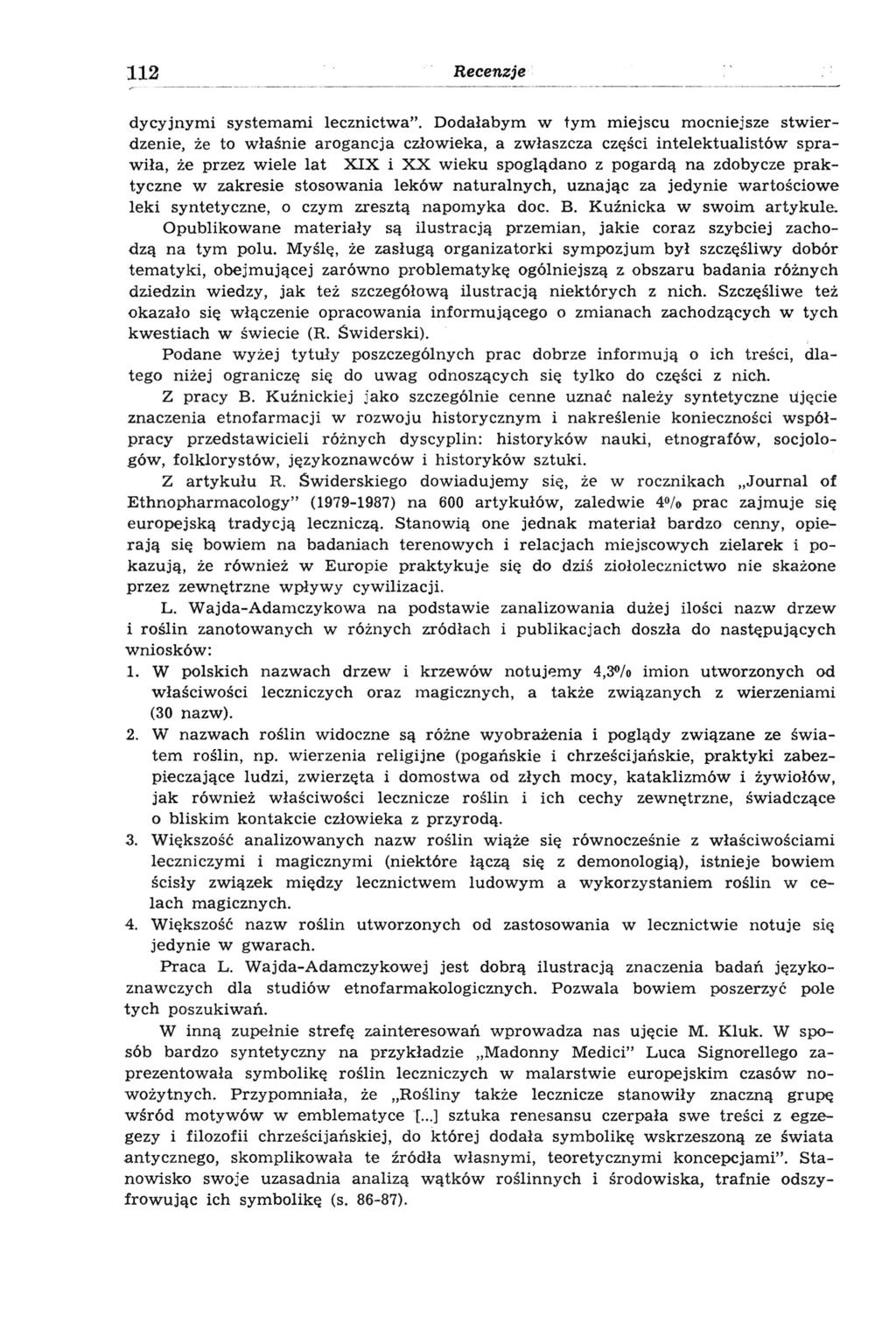 112 Recenzje dycyjnymi systemami lecznictwa".