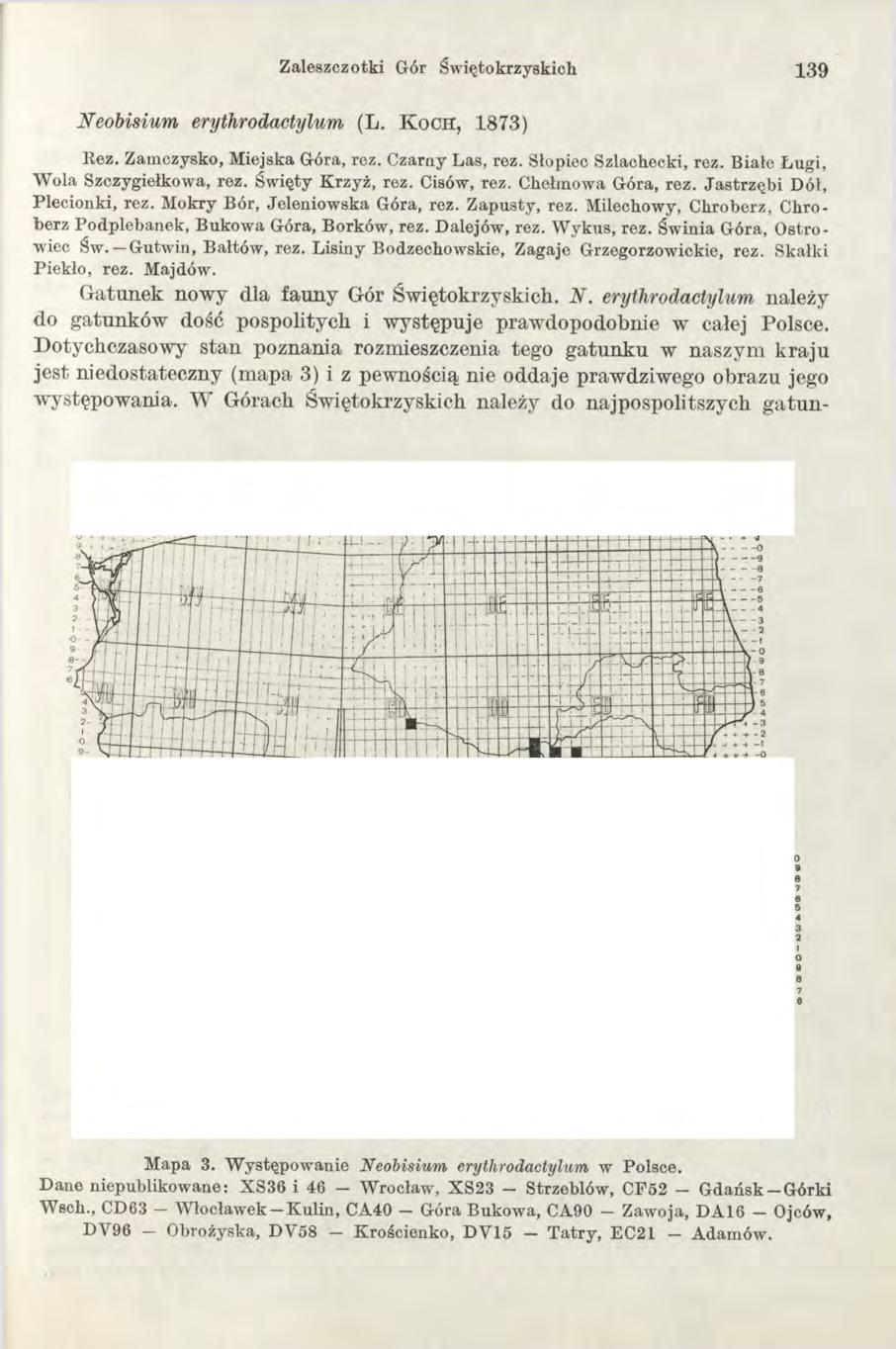 Z a leszczo tk i Gór Ś w ięto k rzysk ich 139 Neobisium erythrodactylum (L. K och, 1873) Rez. Zamczysko, Miejska Góra, rez. Czarny Las, rez. Słopiec Szlachecki, rez.