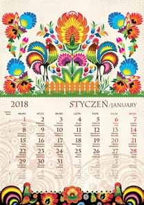 KALENDARZ FOLK B4-16 planszowy, spiralowany - kalendarium 14 miesięczne (listopad