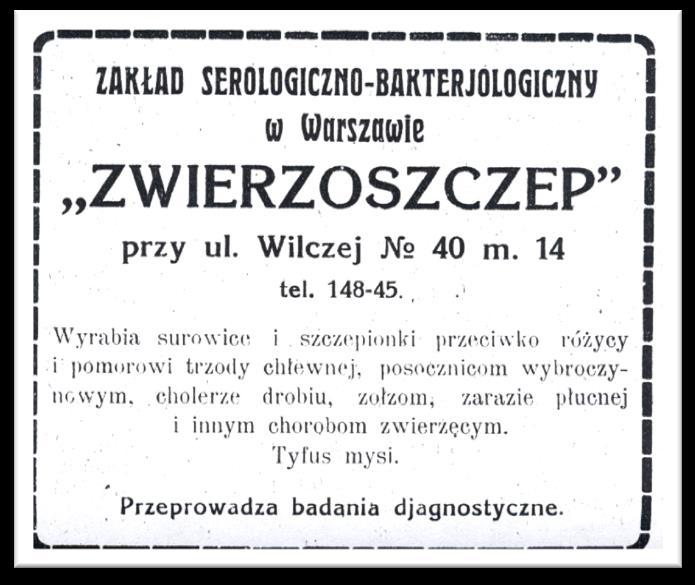 118 Historia produkcji leków i biopreparatów weterynaryjnych na ziemiach polskich