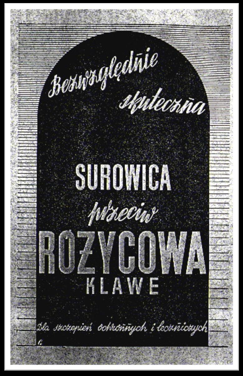 74 Historia produkcji leków i biopreparatów weterynaryjnych na ziemiach polskich do 1945 roku Ryc. 13 Reklama surowicy przeciwróżycowej Klawe (Weterynaria Współczesna 3/1936) 2.
