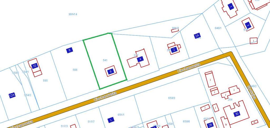 Zabudowana budynkiem przedwojennym o p.u. 56,17m 2, pełne uzbrojenie w drodze, sprzedaż zwolniona z podatku VAT.