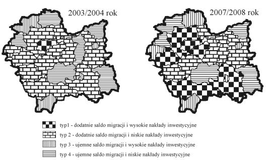 - Procesy suburbanizacyjne w regionie miejskim Krakowa na tle rozwoju - badanego współczynnika, z wyjątkiem powiatu olkuskiego.