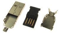 złącza usb / usb CONNECTORS Z USBw-Alc wtyk USB typ A, czarny izolator, do lutowania przewodów,