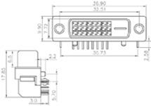 złącza dvi / dvi CONNECTORS Z DVIK24G gniazdo DVI 24+klucz, kątowe do druku socket DVI 24+Key, angled PCB Z