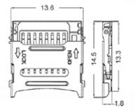wyrzutnikiem DS1139-05 Connfly T-Flash (micro SD) Card socket, with