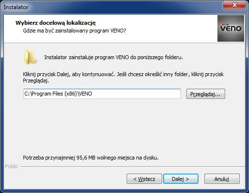 Instalacja programu VENO Po zapoznaniu się z informacjami opisanymi w poprzednim rozdziale należy uruchomić instalator programu VENO - plik VENO_full_x86_x.x.x (x.x.x oznacza aktualną wersję programu).