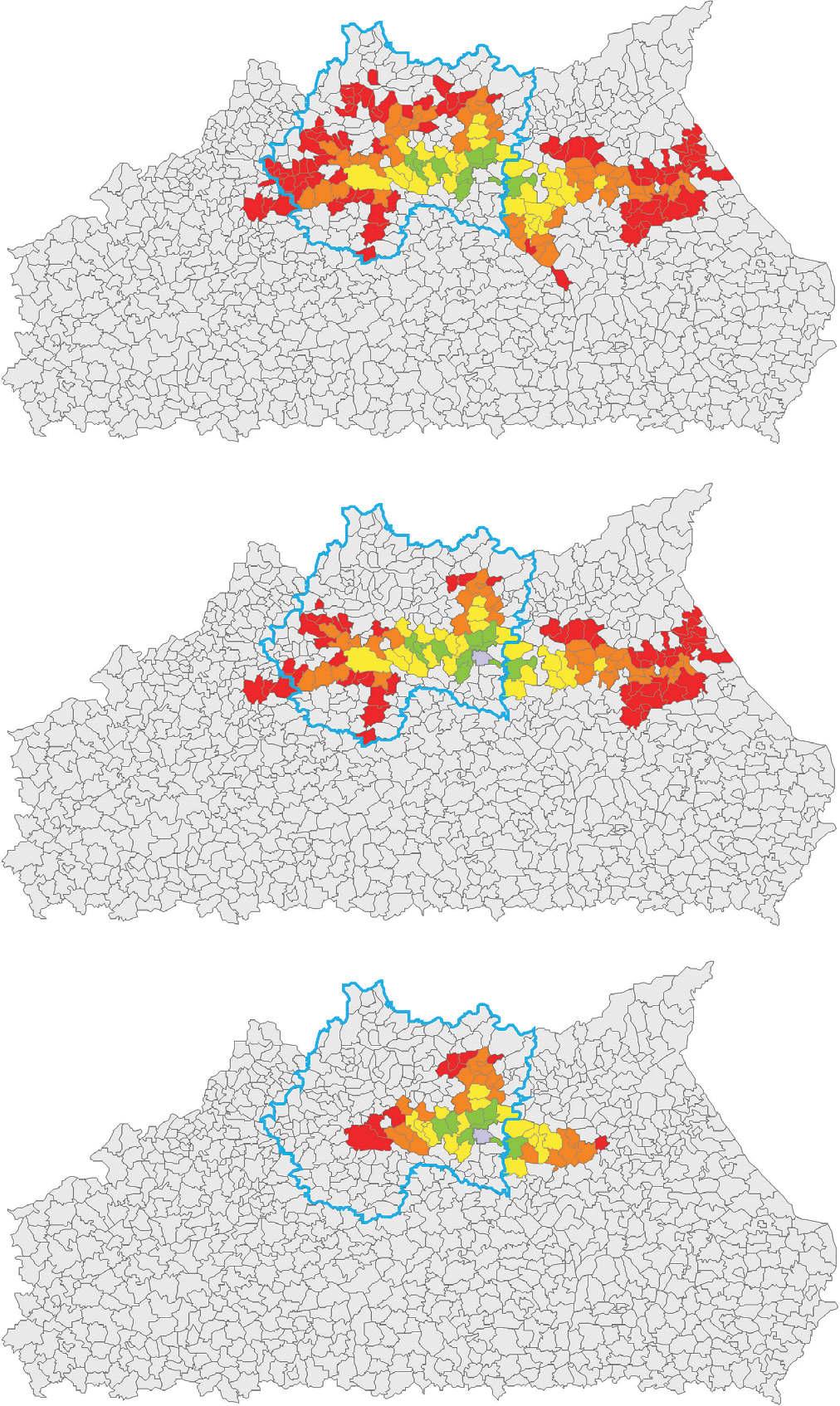 Dostępność transportowa wybranych miast MałopolskI 2014 2023 Mapa