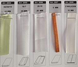 08 Z WK ADEM 15 MM Z wk³adem Z przerw¹ * Rozmiar* Rozmiar* Rozmiar* 12 15 25 30 35 38 40 45 A A 13 5 14 4 18 7 25 4 30 35 40 5 40 48 50 55 15 60 Z jednej strony A Rozmiar* A 35 135 Na pó³ 15