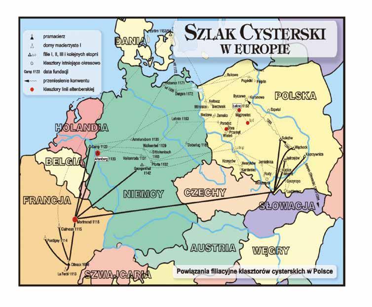 Szlak Cysterski wiedzie przez większość państw europejskich, od Portugalii przez Francję, Niemcy do Polski. W Polsce obejmuje Śląsk, Małopolskę, Wielkopolskę i Pomorze.