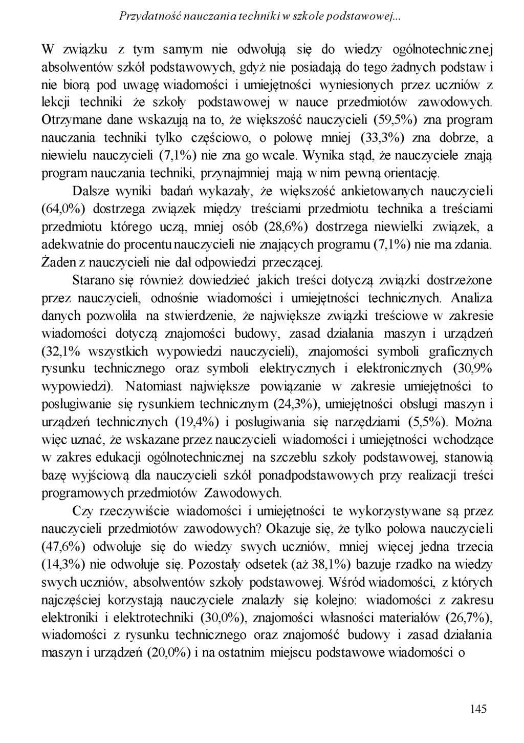 Przydatność nauczania techniki w szkole podstawowej.