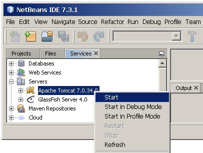 konfiguracji serwera w środowisku NetBeans 1. Uruchom środowisko NetBeans 7.3.1. 2.