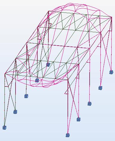 Vibration form for the 6 th eigenvibration angular frequency Of the demonstrated forms of vibration, the first one is characterised by tilting and is the most typical for the lateral load-bearing
