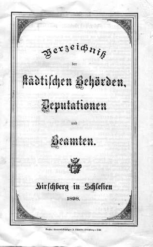 Kolejny Katalog władz miejskich, delegacji i urzędników tym razem na rok 1898.