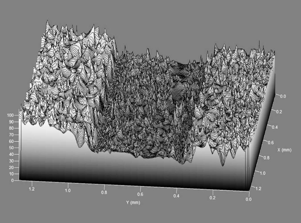 Struktura warstwy powierzchniowej przedstawionej na rysunku 3, o rosnącym