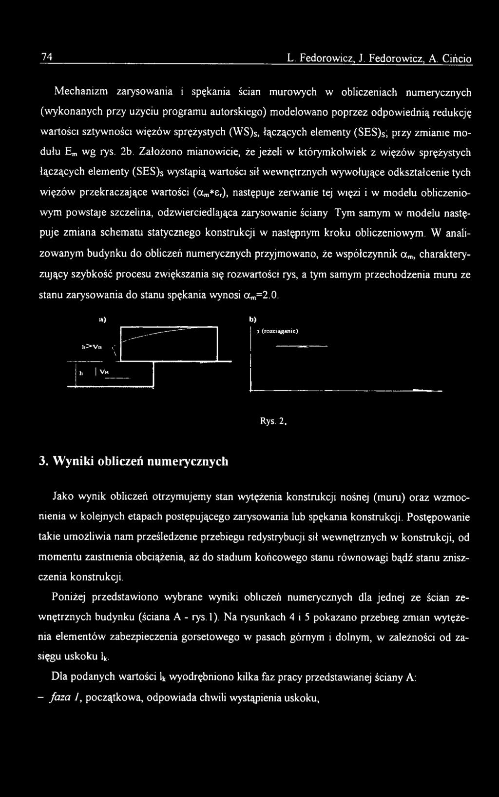 sprężystych (WS)s, łączących elementy (SES)s; przy zmianie modułu Em wg rys. 2b.
