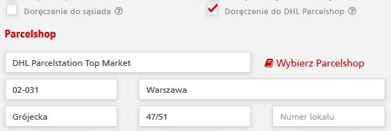 Dane wybranego punktu, pojawią się w sekcji