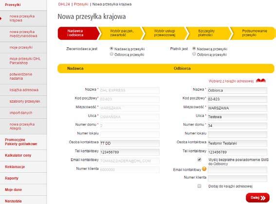 Tworzenie przesyłki z doręczeniem do sąsiada 1/2 Przesyłka z doręczeniem do sąsiada, wymaga uruchomienia na koncie