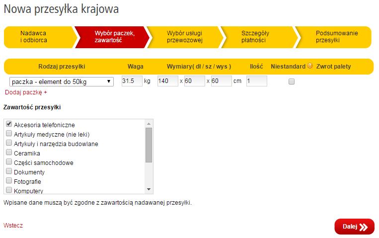 Wybieramy Przesyłki, nowa przesyłka krajowa następnie wprowadzamy dane odbiorcy. 2.