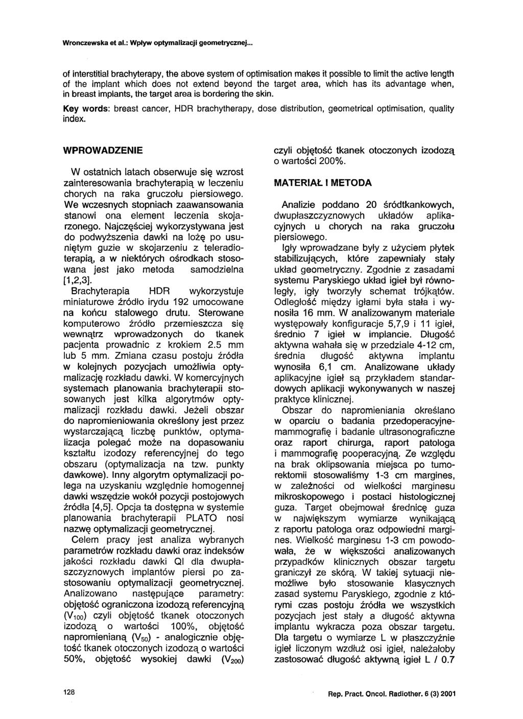 Wronczewska et al.: Wpływ optymalizacji geometrycznej.